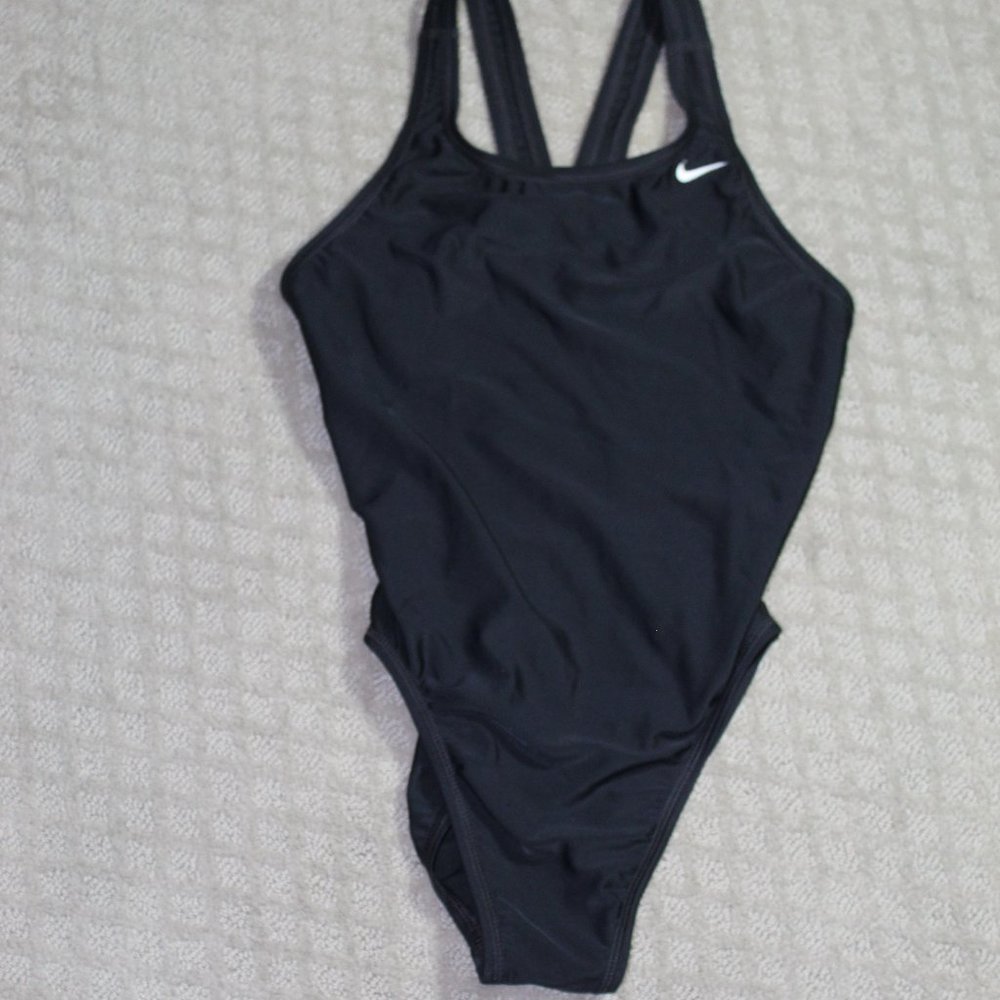 Nike Black Racer Back Competition One Piece Swimsuit Size: 6 / 32